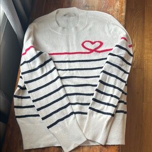 Women's Striped Sweater with Heart Detail